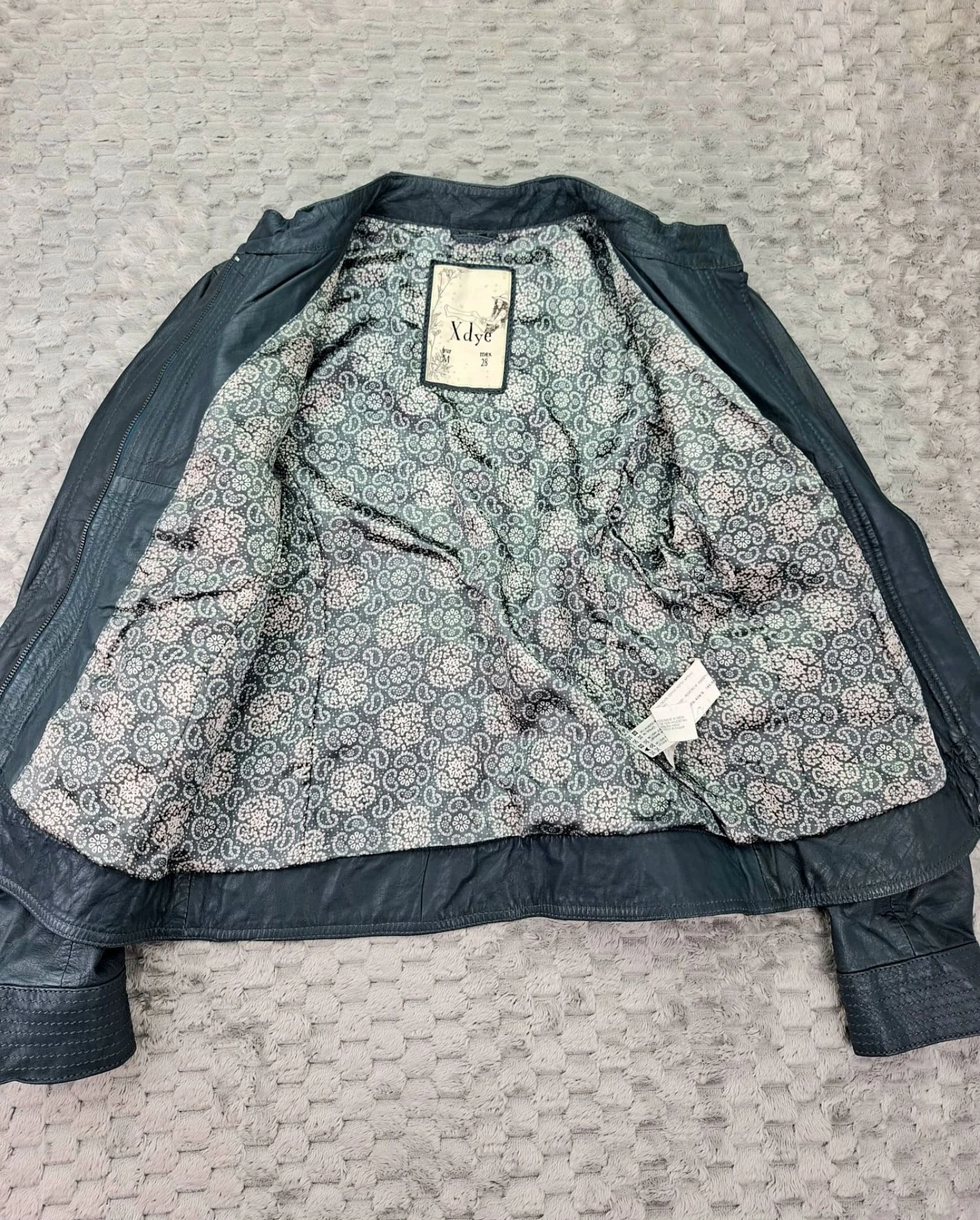 Xdye Leather Biker Jacket Vintage Y2K 2000s Teal Blue – photo 2